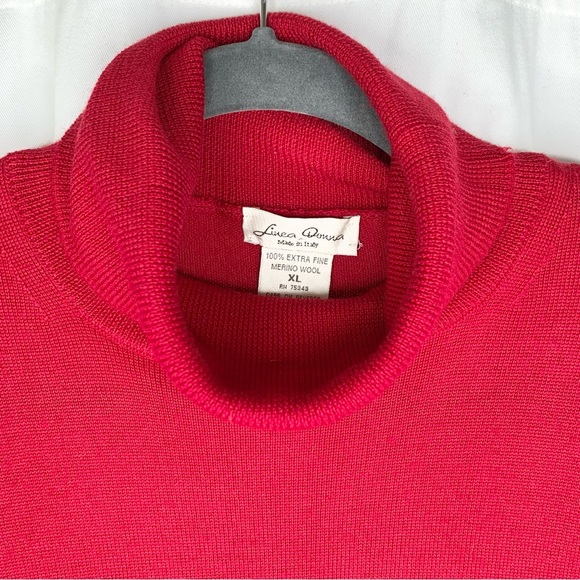 Linea Donna Womens 100% Fine Merino Wool Red Cowl Neck Sweater XL - Picture 4 of 6